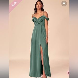 Azazie Ocean Stretch Satin Dress Size A10 in Eucalyptus